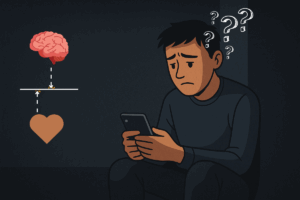 Homem não consegue expressar seus sentimentos e costuma fugir de conversas sobre o que sente, ou sobre o relacionamento.