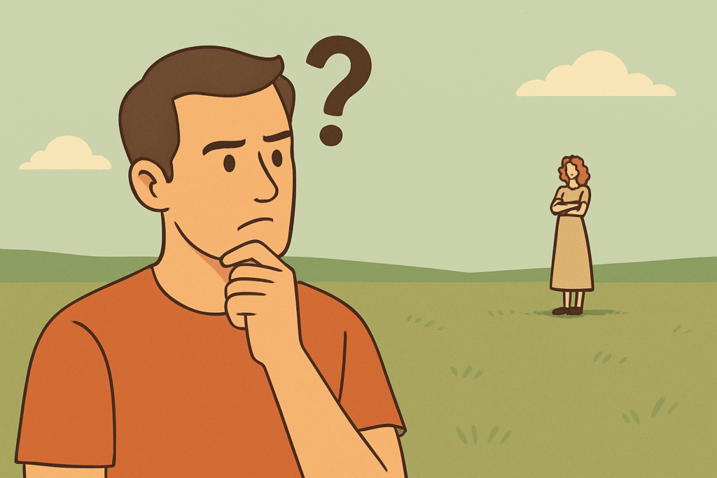 homem confuso tentando entender como reconquistar sua ex companheira