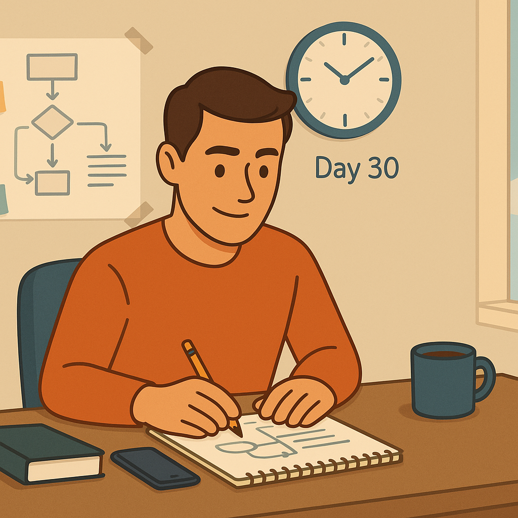 Homem centrado se preparando para retomar o contato após o silêncio, representando inteligência emocional e estratégia após o contato zero.